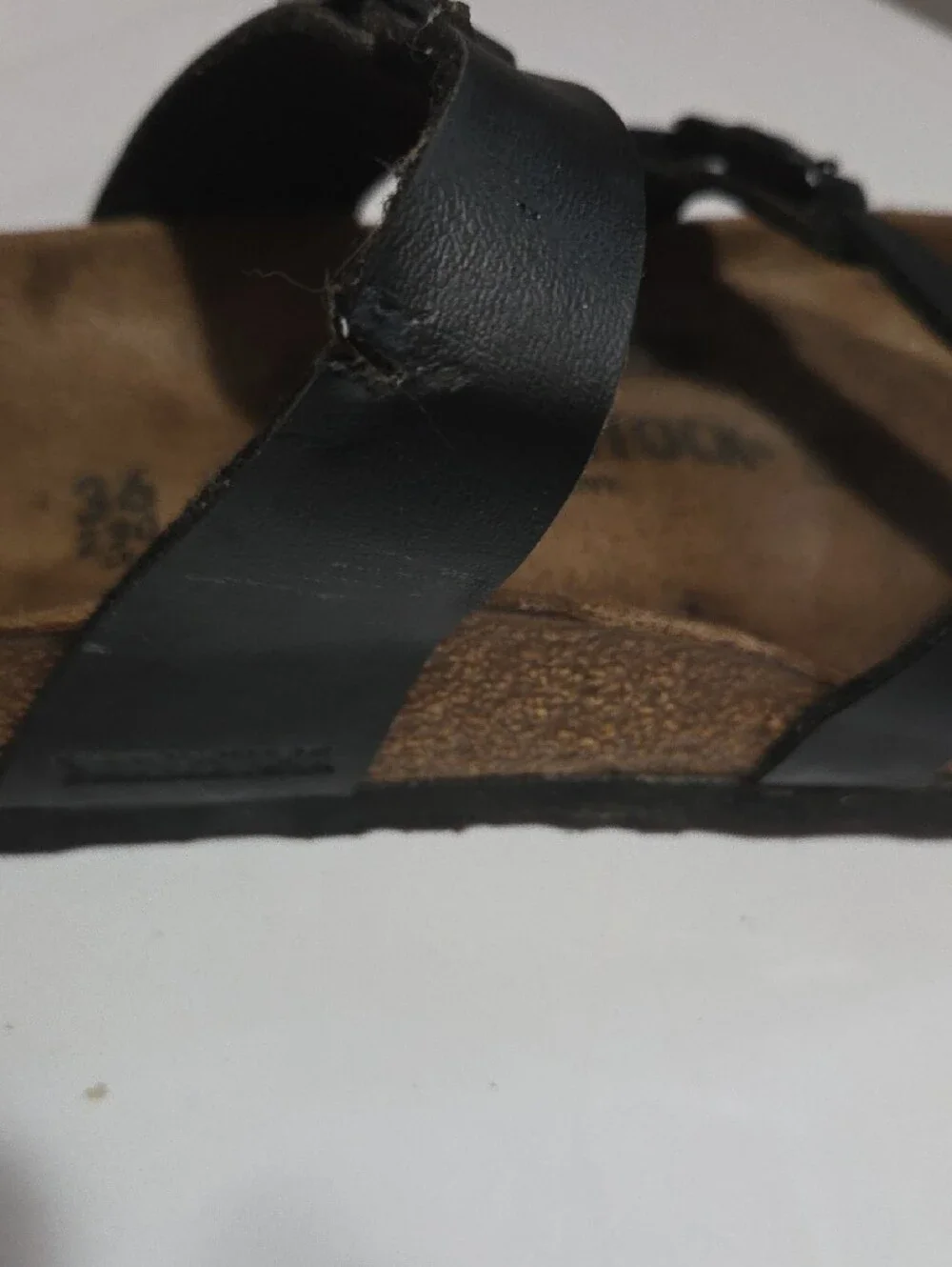 Birkenstock Black Leather Strappy Slide Sandals